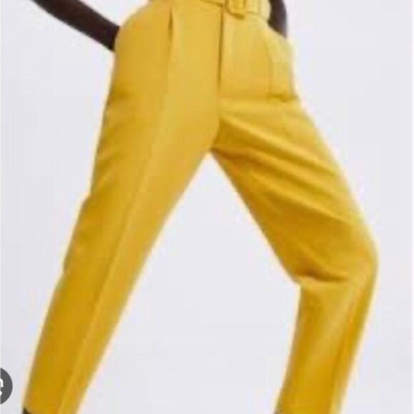 Pants - Anthropologie yellow belted crop pant size 4